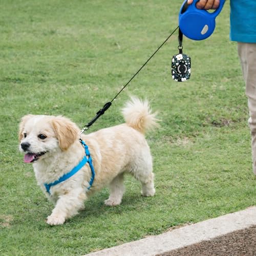 Dog Poop Bag Holder Dispenser 2 Pack (Cyan&Flower)