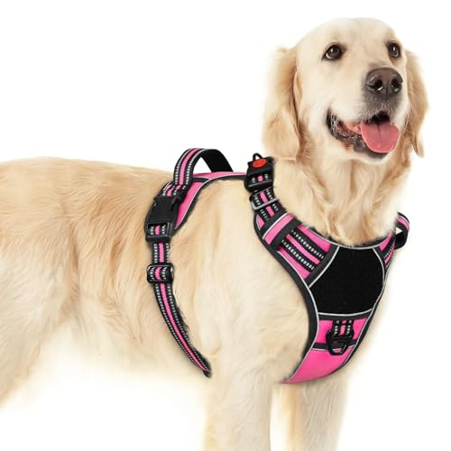 Dog Harness No Pull for Large Dogs (Large / Pink & Black)