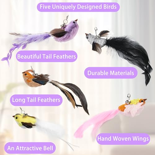 3in1 Flying Bird Cat Wand Toys with Suction Cup for Indoor Cat (Bird Cat Toy)