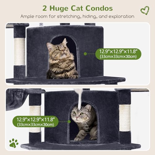 66in Corner Cat Tree Tower for Indoor Large Cats (66inch / Dark Gray)