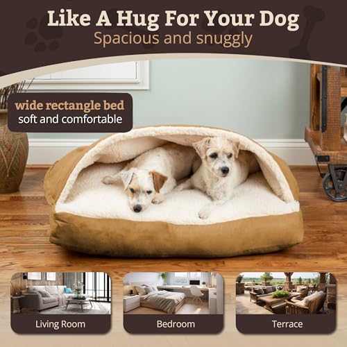 Rectangle Cozy Cave Dog Bed (Camel / Small)