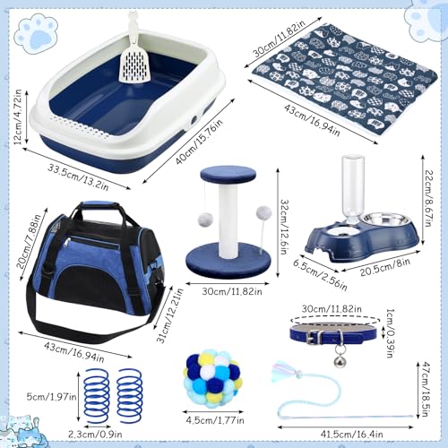 10 Pcs Kitten Starter Kit for Indoor (Classic / Medium / Dark Blue)