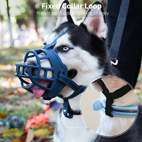 Soft Basket Silicone Muzzle for Small Dog to Prevent Biting (Blue / 1 (Snout: 6"-7.5"))