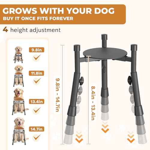 Elevated Dog Bowl Stand for Large Medium Breeds (Black-Taller 4 Heights 2 Pack)