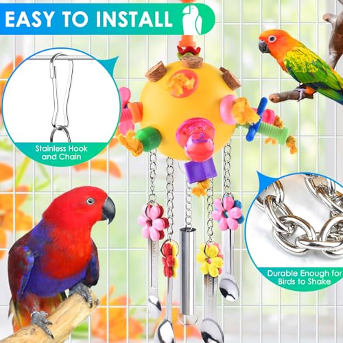 Bird Toys Pull Spoons Colorful Acrylic Stick Toys Parrot Chew Toy for Amazon Parrot (Yellow ball)