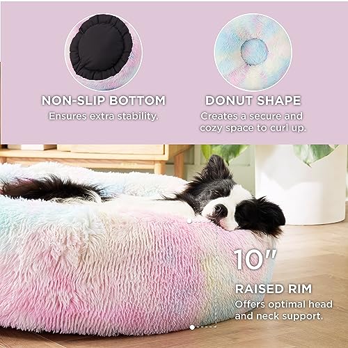Calming Dog Beds Large Sized Dog Donut Washable Pet Bed (36"L x 36"W x 10"Th / Multi Color)