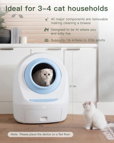 Casa Leo Automatic Self Cleaning Cat Litter Box Bundle with App Control (Baby Blue)
