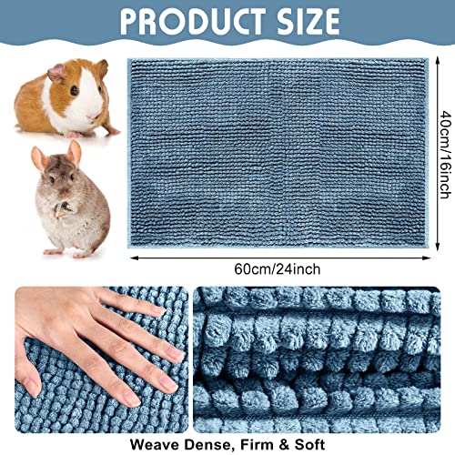 4 Pcs Guinea Pig Cage Liner (Blue / 16 x 24 Inch / Low Pile Chenille)