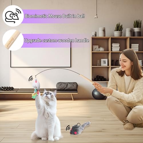 3in1 Flying Bird Cat Wand Toys with Suction Cup for Indoor Cat (Bird Cat Toy)
