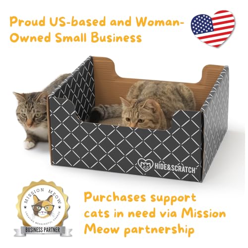 Cardboard Cat Scratcher Box & Bed Dark Grey 2 Pack Cat Pad (Dark Grey)