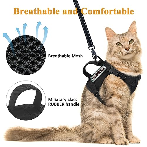 Tactical Cat Harness for Walking Escape Proof (Medium / Black)