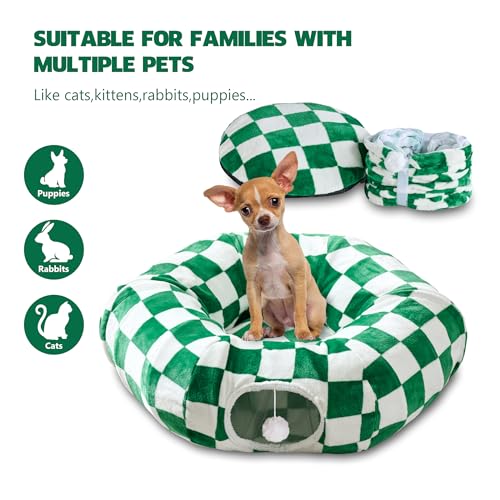 Cute Round Cat Tunnel for Indoor Cats (Green/White / Round)