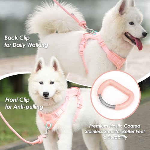 No Pull Dog Harness for Large Sized Dogs Puppy Vest No Choke (Light Pink / XL(Neck:24.8-38.6", Chest:29.1-45.3"))