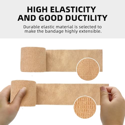 Self Adherent Cohesive Bandages Wrap 24Packs 2" x 5 Yards (Beige / 2 In x 5 Yards)