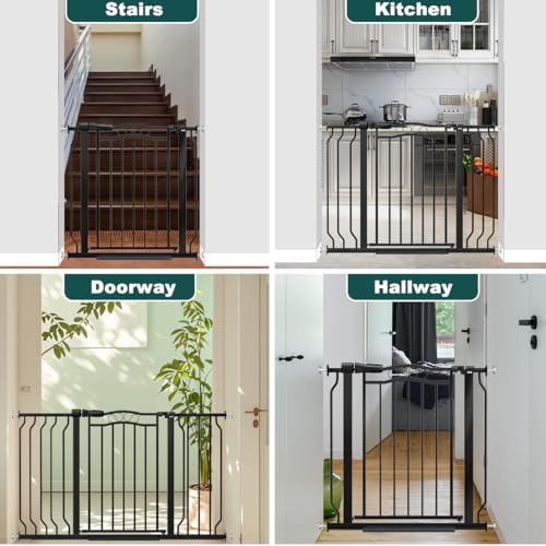 29.53 53.1 Inch Extra Wide Baby Gate Pressure Mounted for Doorways (Black / 29.53"-53.1")