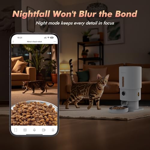 Automatic Cat Feeder with Camera (Pure White)