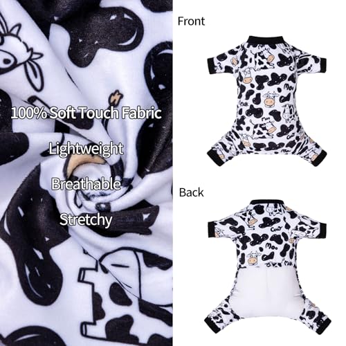 Dog Halloween Pajamas Puppy Onesies Small Dogs Soft Pjs Coat Cat Apparel Comfy Pet Christmas Clothes Outfit Doggie Bodysuit (X-Large / A06-Cow moo)