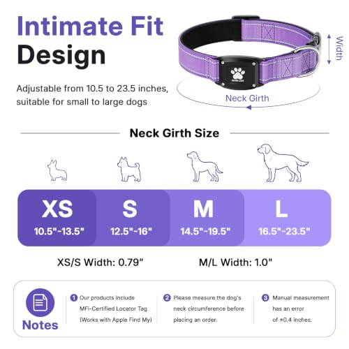 GPS Dog Collar with Tracker (Purple / XS(10.5''-13.5''))
