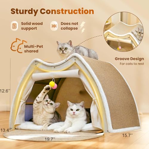 Cat Houses for Indoor Cats (19.7*12.6*15.7"/Flat Roof (M))