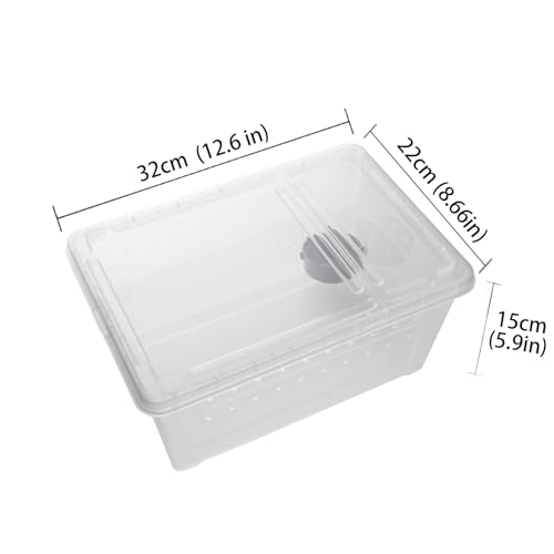 Portable Reptile Terrarium Habitat for Mini Pet Houses Breathable Holes Stackable Container (1PCS-Clear-L)