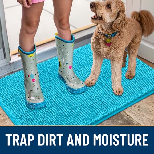 Dog Door Mat for Muddy Paws 40x32 (Aqua Blue / 40"X32")