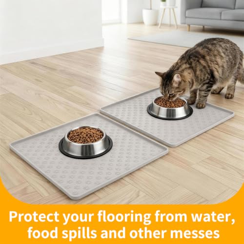2 Pack Dog Food Mat Anti (11.8"L x 11.8"W - 2 Pack / Cream)
