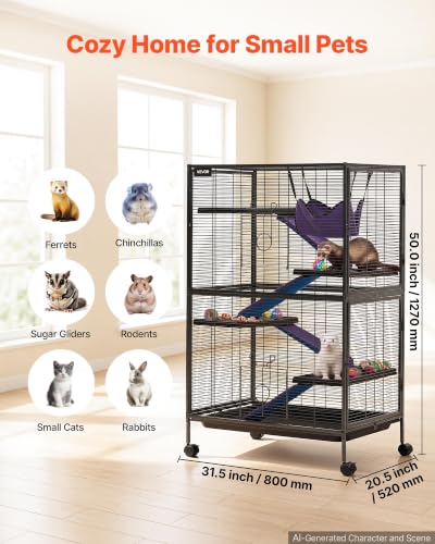 Metal Small Animal Cage 50" H 5 (31.5"L x 20.5"W x 50.0"H)