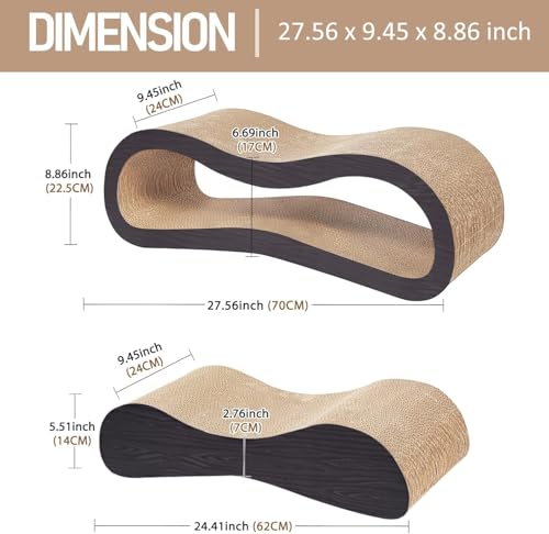 2 in 1 Large Cardboard Cat Scratcher Lounger (2 IN 1 L-Brown)