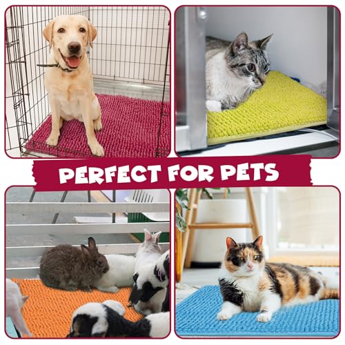 8 Pcs 16x12'' Guinea Pig Cage Liner Washable Rabbit Fleece Mat (Champagne, Lake Blue, Dark Purple, Grass Green / 16x12'')