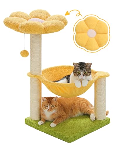 28" Flower Cat Tree Cute with Flower Top Perch (28" / Yellow)