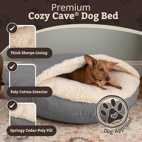 Cozy Cave Dog Bed (35.0"L x 35.0"W x 8.0"Th / Heather Gray)