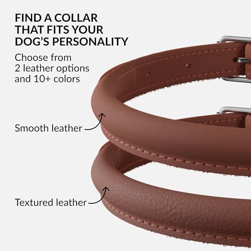 Tangle Free Rolled Leather Dog Collar (Cinnamon / XXS)