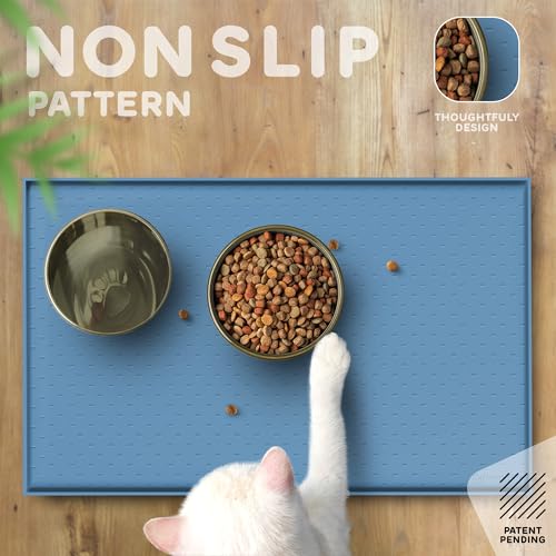 Dog Food Mat 24x15 Raised Edges Dogs Mat for Food and Water Prevent Spill (24"L x 15"W / Maya)