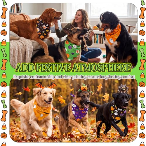 50 Pcs Halloween Dog Bandanas Bulk Cute Dog Paw Prints Pattern (Halloween Paw Print / 31.5 x 21.7 x 21.7")