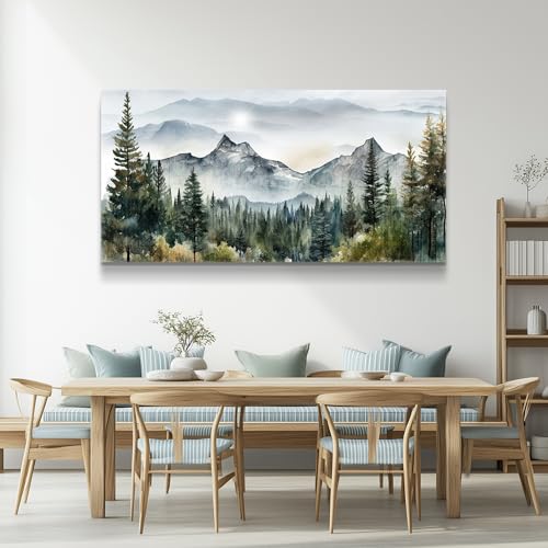 Wall Decorations For Living Room Canvas Wall Art For Bedroom Large Size Office Wall Decor Abstract Mountain Scenery Paintings Pictures Artworks Ready To Hang Home Decoration 20X40 (40"L x 20"W / Forest Painting Artwork)