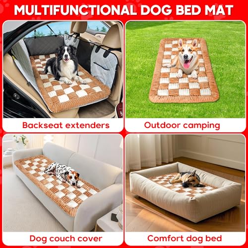 Dog Car Bed Mat Non (Brown and White / For Cars/ SUV/ Small Truck (50"×24.6"))
