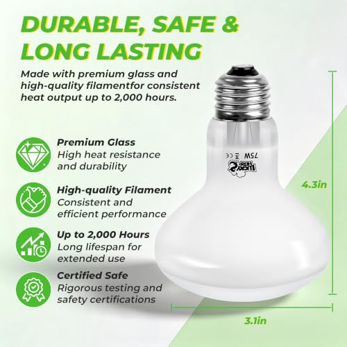 Reptile Heat Lamp Bulbs 75W (75)