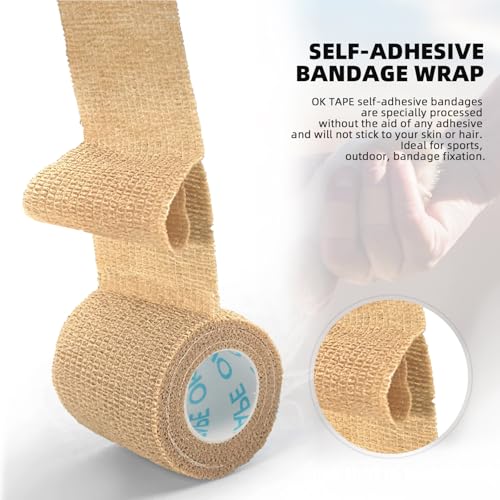 Self Adherent Cohesive Bandages Wrap 24Packs 2" x 5 Yards (Beige / 2 In x 5 Yards)