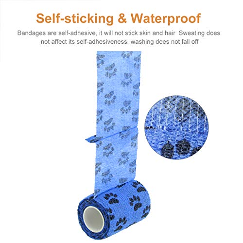 Vet Wrap Cohesive Bandages Bulk Self Adhesive Bandage Wrap Self Adherent Wrap Non (3 Inch Blue Claw)