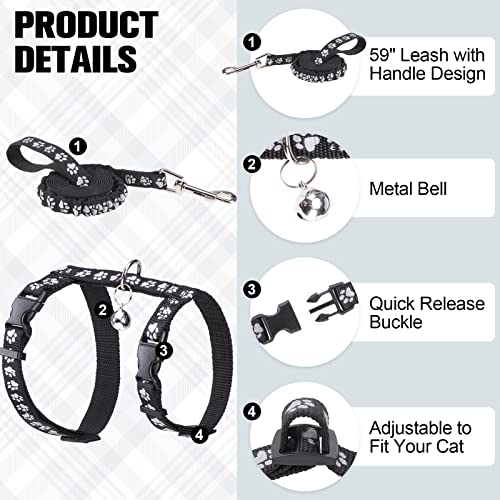 Cat Harness and Leash Set (Medium(Chest: 14"-22") / Black_Reflective)