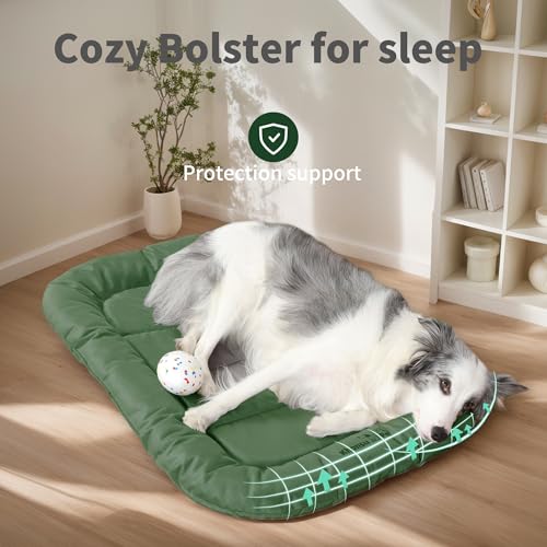Durable Dog Bed Tough and Tear Proof Dog Crate Bed with Heavy (Green / XL(42"x29"x3"）)