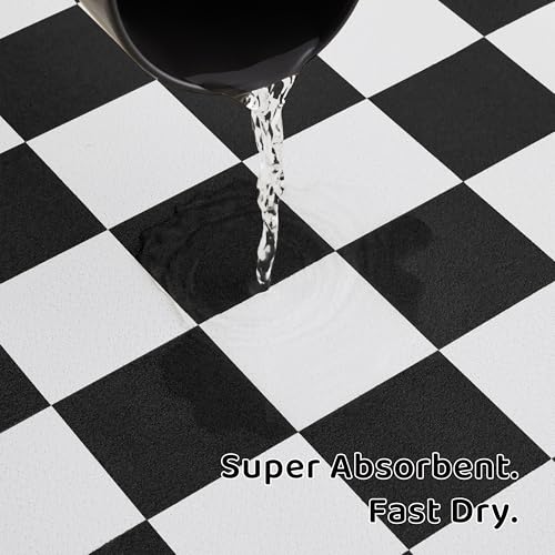 Checkered Dog Feeding Mat (24"L x 16"W / Black)