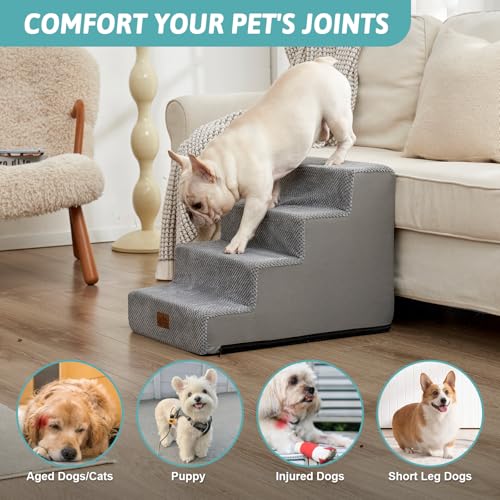 Dog Stairs for Small Dogs (Grey / 17.7x23.6x17.7 inch)