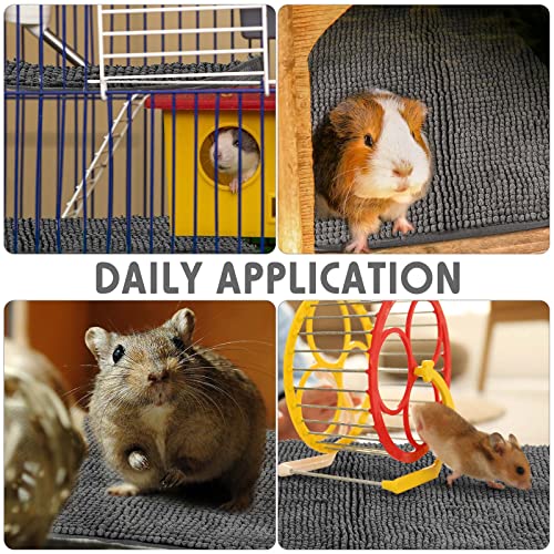 4 Pcs Guinea Pig Cage Liner (Dark Gray / 16 x 24 Inch / Low Pile Chenille)