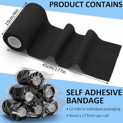 12PCS Self Adherent Bandage (Black)