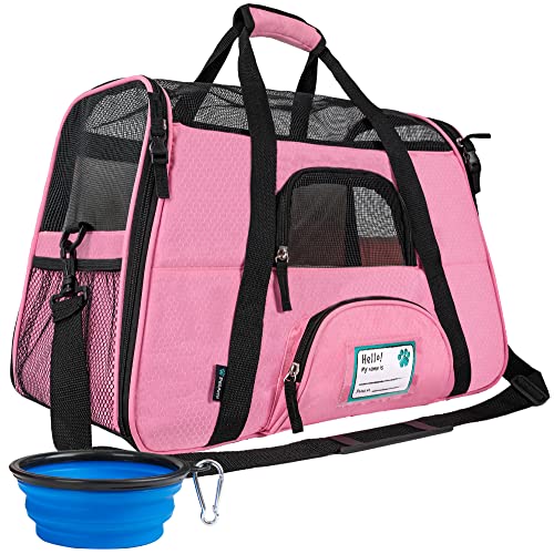 Airline Approved Pet Carrier for Cats & Small Dogs (Pink / 17.0"L x 10.2"W x 11.2"H)