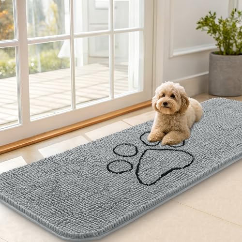 Dog Door Mat for Muddy Paws 59x20 (Grey / 59" X 20")