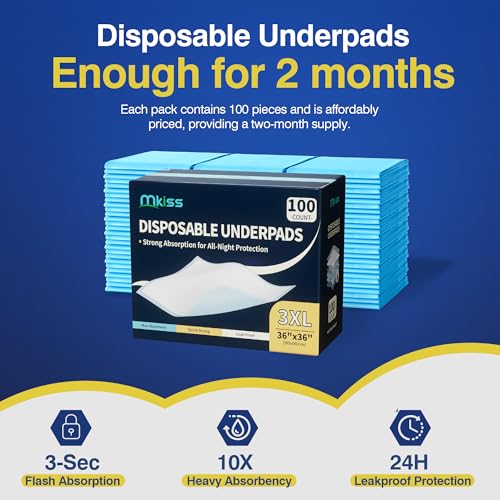 36" x 36" 100 Count Bed Pads Disposable (36"x36"(100 Count))