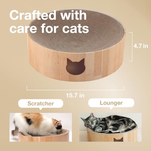 Necoichi Cat Scratcher Bowl for Indoor Cats (Regular / Oak)