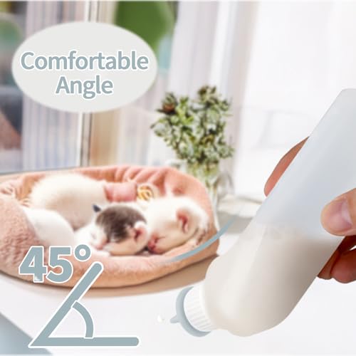 5Pack Kitten Bottle for Nursing Puppy Milk Kitten Bottles Feeding Kit Silicone Nipple for Newborn Pets Kittens